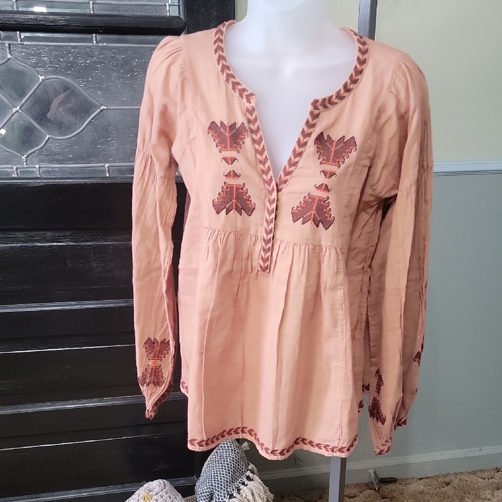 Boheme Jamie Embroidered Tunic In Mocha Modesty Snap Woman Size One Size